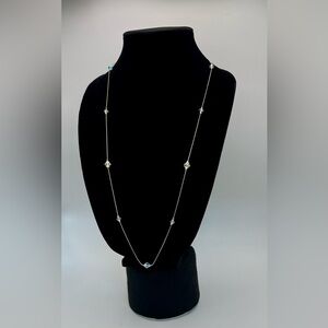Silver Necklace with Prisms 16”